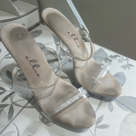 Ellie M-Loretta Clear Crystal Competition Fetish Open Toe 5" Heels 3/4" Platform - Picture 4 of 7
